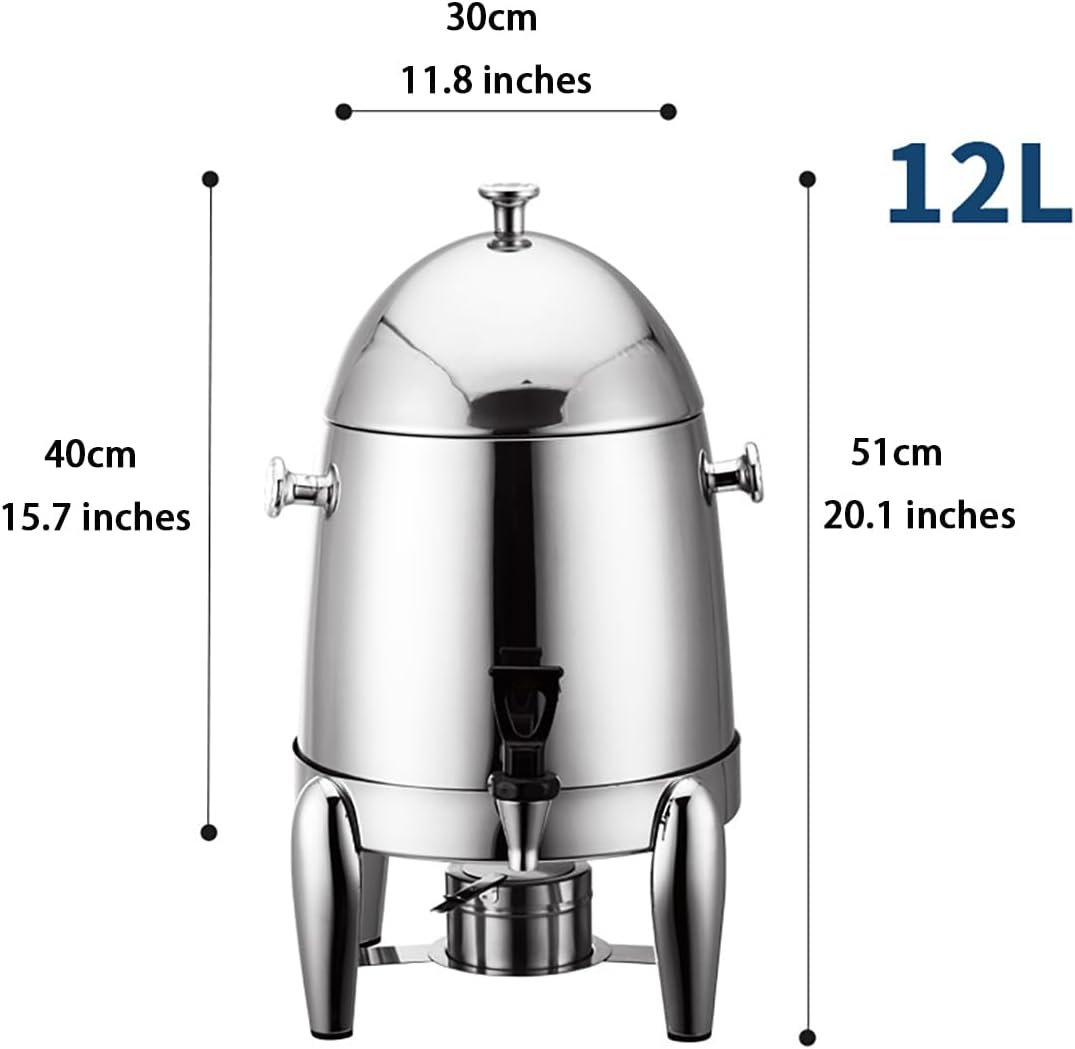 12L Beverage Dispenser Stainless Steel Coffee, Drink for Hot & Cold Drinks,Large Juice with Ice Container,Stainless Water Jar Container,B