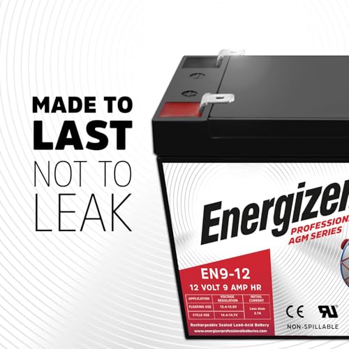 Image of Energizer EN9-12 - 4 Pack - 12 Volt 9 Amp Hr, Long Lasting Sealed Lead Acid AGM Rechargeable Battery Ideal for Use in Home Alarm Systems, Backup Power, Scooters, and More