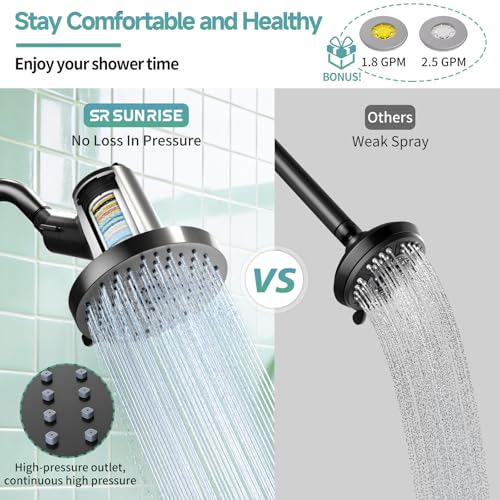 SR SUN RISE Filtered Shower Head with Filters,High Pressure Rain Shower Head - image 6