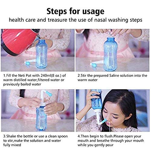 BROGBUS Nasal Wash Neti Pot Sinus Rinse Bottle for Adult & Kid BPA Free 500ml 2