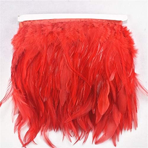 Zamihalaa - 5M 10Meter ArmyGreen Colored Saddle Rooster Feather Fringe Trim10-15CM Pheasant Feathers for Crafts Decoration Ribbon DIY Plumes - 5 Meters