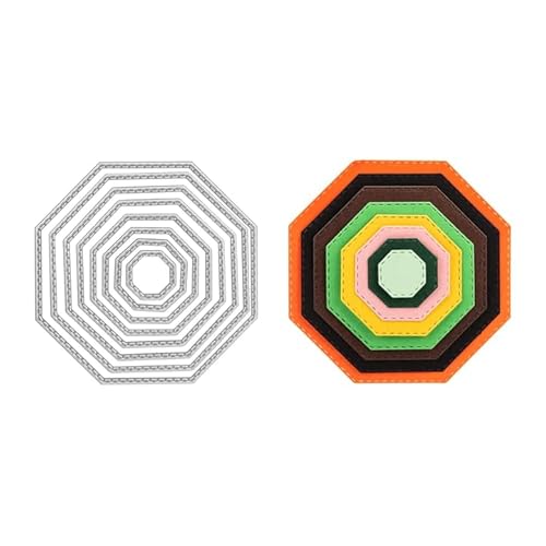 Stanzenshop Matrices de découpe octogonales en huit tailles différentes, ensemble de matrices de découpe, pochoirs, scrapbooking, fabrication de cartes, bricolage, gaufrage