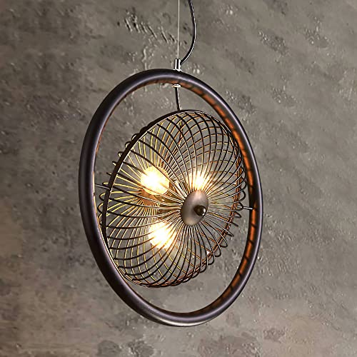 Chandelier pour chambre à coucher au design lanterne en fer noir 3 lumières