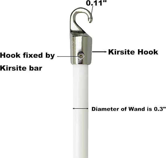 17 Inches Long White Fiberglass Blind Tilt Wand with Kirsite Hook