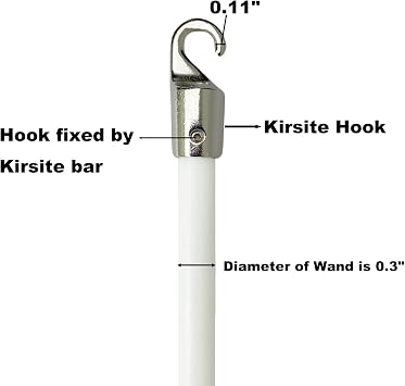17 Inches Long White Fiberglass Blind Tilt Wand with Kirsite Hook