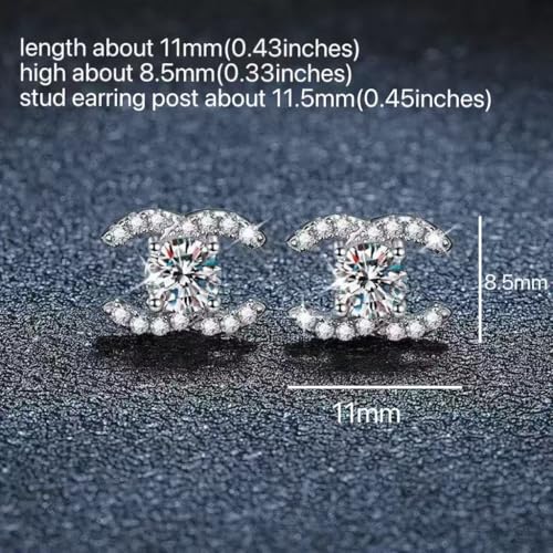 Moissanite Diamond Stud Earrings for Women in Rhodium Plated 925 Sterling Silver, D Color/Clarity VVS13
