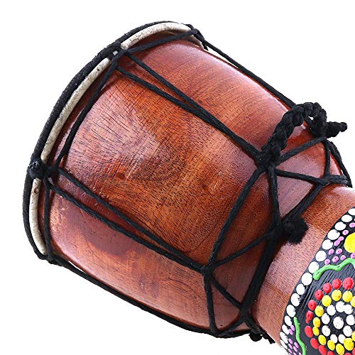 Honeytecs 6in Djembe Africano Tambor de Madeira Maciça Esculpida à Mão Instrumento Musical Tradicion