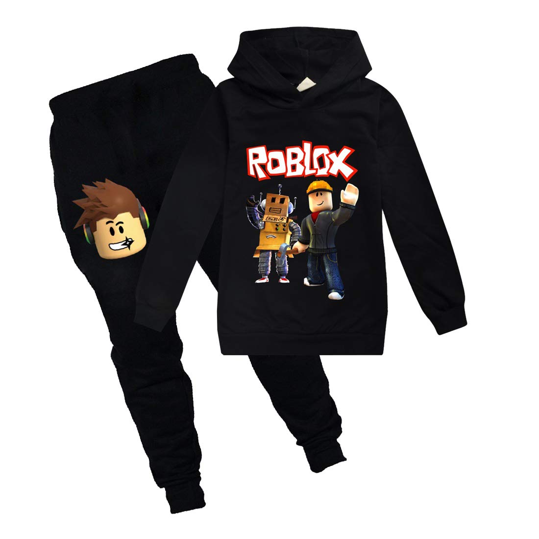 TemolieGame Sweatshirt Boys Hoodies Girls Kids Outfits Cartoon Characters Pullover Cotton Trousers Clothes 2Pcs Sets