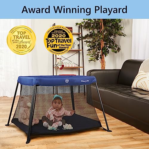 Dream On Me Travel Light Playard In Blue, Lightweight, Portable And Easy To Carry Baby Playard, Indoor And Outdoor - With A Soft And Comfortable Mattress Pad #TOP4
