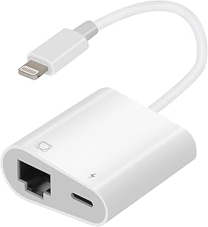 Lightning to ethernet Adapter, 2 in 1 Lightning to RJ45 LAN Network and Charging Port,Plug and Play,Compatible with iPhone/iPad/iPod,Supports 100Mbps High Speed Ethernet Network