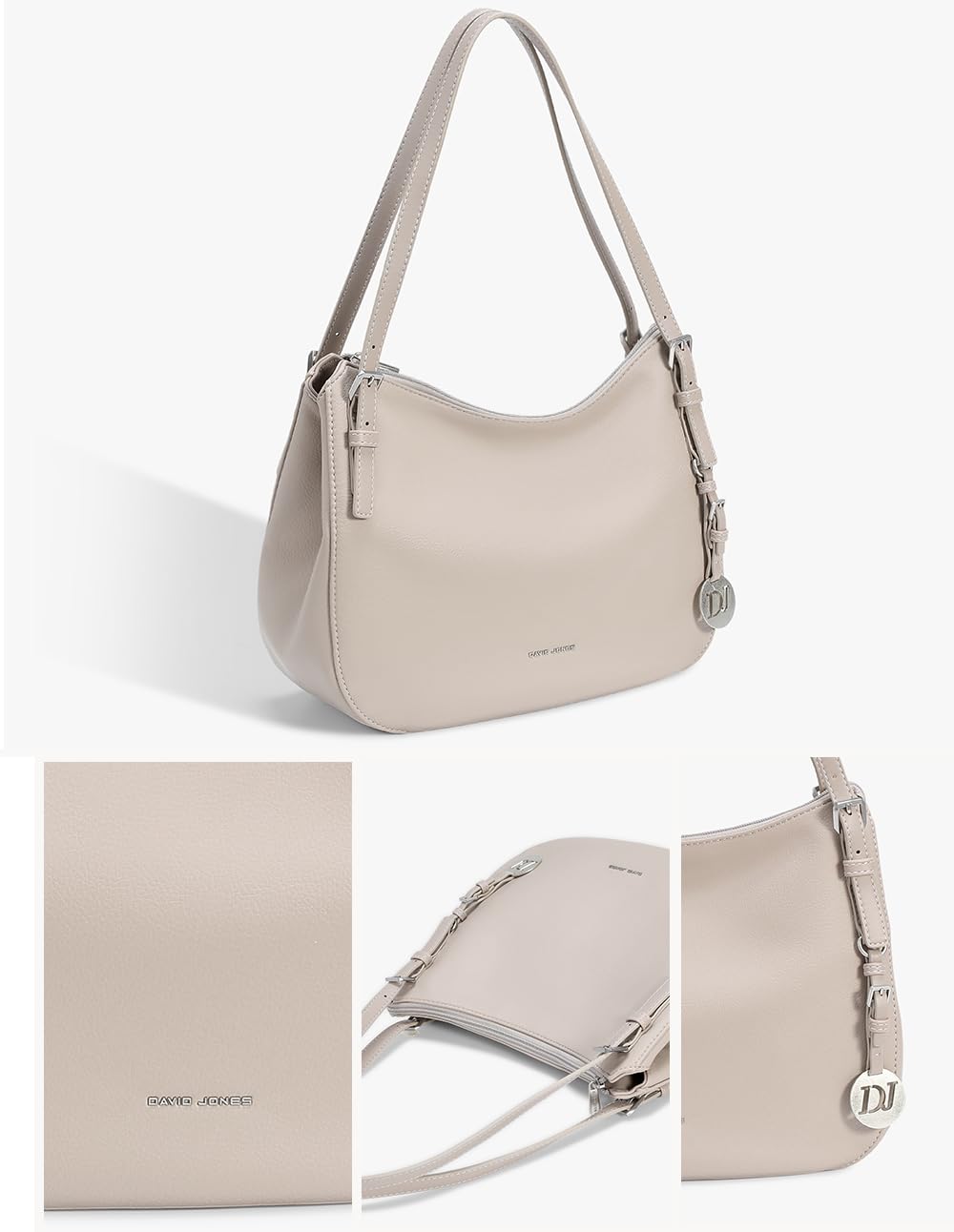 David Jones – Bolso de mano para mujer – Bolso Hobo de piel sintética – Bolso de mano elegante de talla media asa larga – Clásico a la moda de la ciudad de viaje – Trabajo de moda práctica