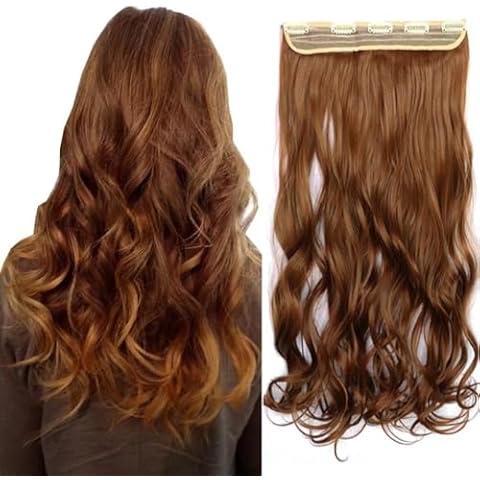 iLUU Clip Hair Strawberry Blonde 5 Clips on Extensions 24"/120g Thick Heat Resistent Fiber Hairpiece Wavy Curly Clip ins Synthetic Hair Extensions for Women Daily Party Use Cover