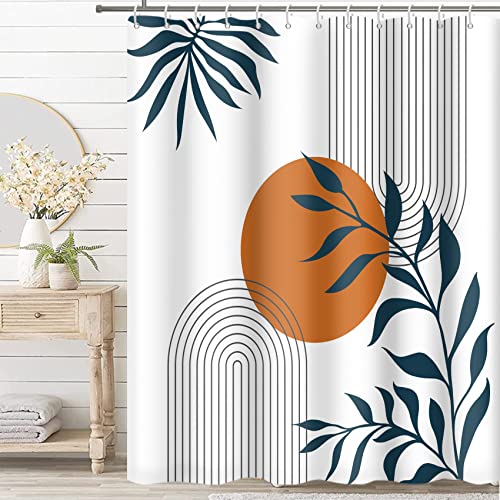 MIRRORANG Boho Abstract Shower Curtain with 12 Hooks, Fabric Mould Proof Resistant