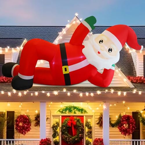Juegoal Christmas Inflatables Outdoor Decorations, 12FT Long Inflatable Xmas Santa