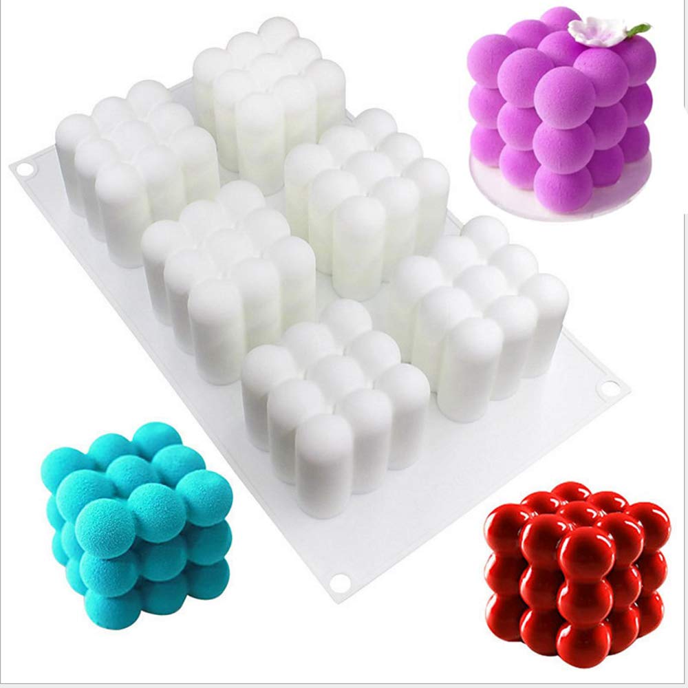 3D Magic Cube Cloud Bubble Fondant Silicone Mold, for Ice Cream Chocolate, Pastry Dessert, Handmade Artwork Crafts Resin Massage Bar Soap; MJ09MF