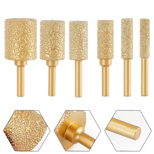 MiJunHD Diamond Brazed Grinding Head 20mm Cylinder Type,6mm Round Handle Coarse Grit Polish Burr Drill Bit for Wood Stone Carving Metal Sanding - Image 3