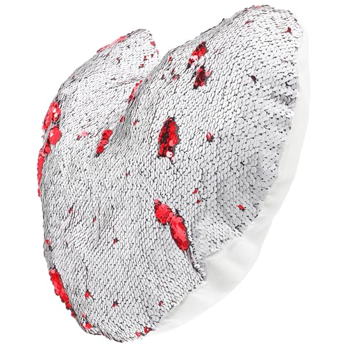 SUPVOX Housse de Coussin Décorative de Cœur à Paillettes Réversibles, Fermeture Éclair, Taille Standard, Taie D’Oreiller pour Canapé et Chambre, Housse...