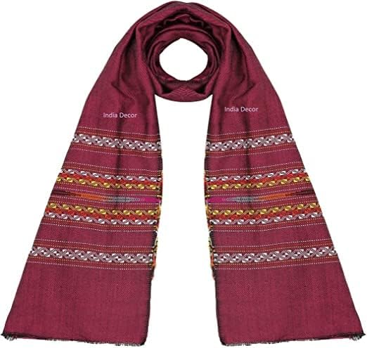 INDIADECOR Indian handwoven woollen stole, women scarf, unisex scarf, handmade woollen stole, woollen scarf