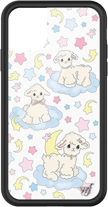 Wildflower Cases - Compatible with iPhone 11 | Protective Black Bumper, 6.5ft Drop Test Certified, Women Owned Small Business | White, Pink, Lambs, Stars, Trendy, Moon | Lullaby Lambs