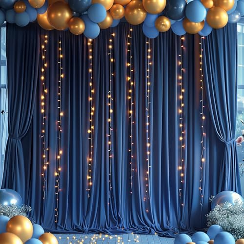 Image of 20x10 Navy Blue Backdrop Curtain for Party Wrinkle Free Polyester Fabric Photo Backdrop Curtain Drapes for Party Wedding Stage Birthday Baby Shower Decoration 5ft x 10ft,4 Panels