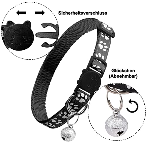 onebarleycorn Katzenhalsband,Halsband Katze Katzenhalsbänder mit Sicherheitsverschluss Katzen Halsbänder mit Glöckchen Reflektierend Katze Halsband Verstellbar(12-Stück)