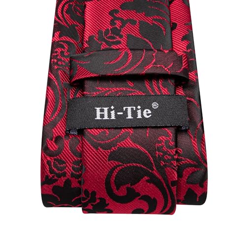Image of Hi-Tie Silk Ties for Men Plaid Paisley Striped Necktie Pocket Square Cufflinks Set Formal Business