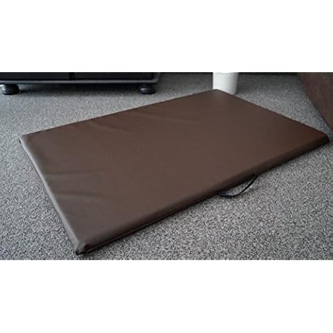 Hundematte Hundematratze Matte Kunstleder Schaumstoff 3 cm Verschiedene Größen und Farben wählbar (100 cm X 70 cm, braun) Cover