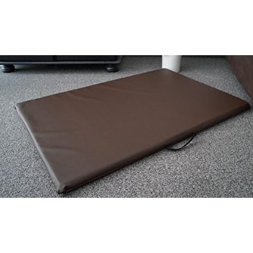Hundematte Hundematratze Matte Kunstleder Schaumstoff 3 cm (90 cm X 60 cm, braun)