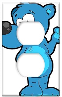 Switch Plate Outlet Cover - Bear Blue Kids Happy Fun Cute Childhood Young