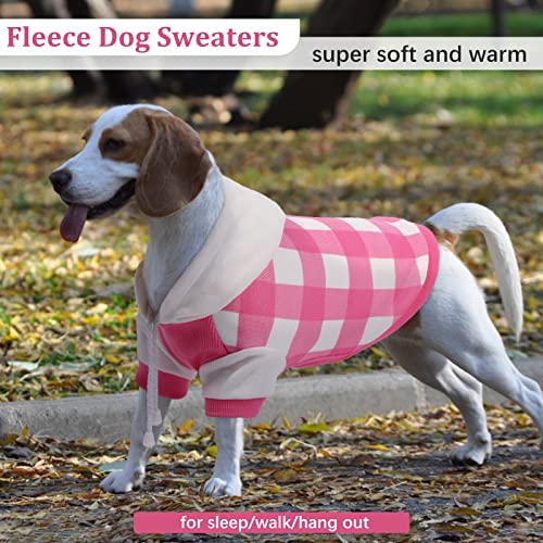 Dog Hoodie For Small Medium Dogs Cats, Soft Dog Sweatshirt, Plaid Puppy Pullover Hoodies For Small Dogs Boy Girl, English French Bulldog Hoodie, Warm Fleece Dog Winter Coat Outfit Vest,Pink Xs #TOP4