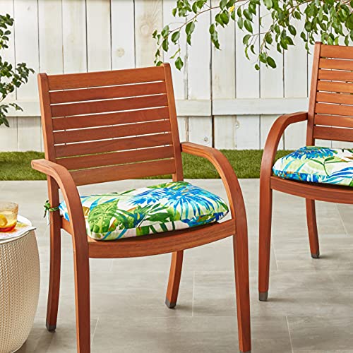 Pillow Perfect - 586588 Outdoor/Indoor Soleil Round Corner Seat Cushions, 18.5" X 15.5", Blue/Green, 2 Pack #TOP7