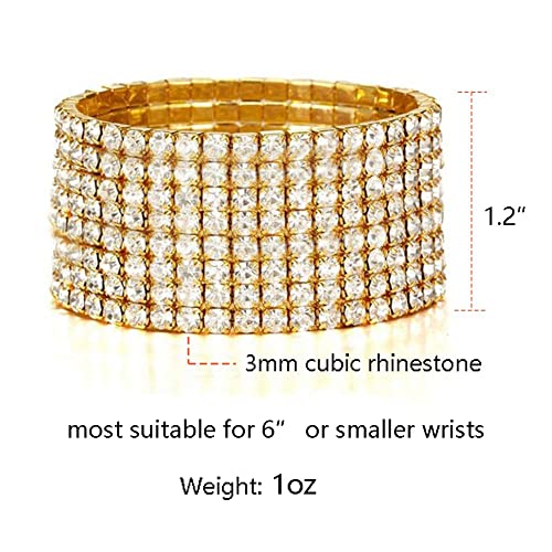 Zealmer Woman'S White Rhinestone 8 Strand Stretch Bracelet Gold Tone thumb #1