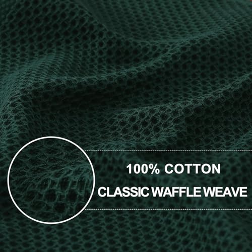 Image of Homaxy 100% Cotton Waffle Weave Kitchen Dish Towels, Ultra Soft Absorbent Quick Drying Cleaning Towel, 13 x 28 Inches, 24-Pack, Blackish Green