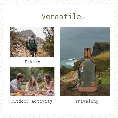 TSD Brand Urban Light Sling Bag | Coated Cotton Canvas, Genuine Leather Accents, Retro Design, Adjustable Strap2