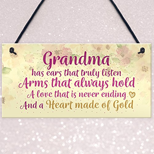 Xld Store Heart Of Gold Grandparent Grandma Gran Nan Plaques Floral Signs Birthday Gift Keepsake #TOP2