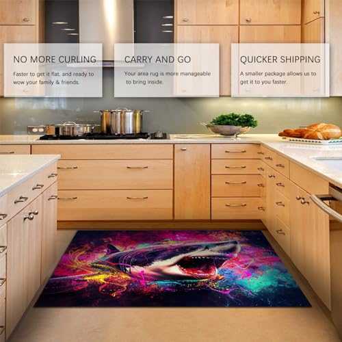 Tapis Chambre Anti Antidérapant Requin - Solution Sécurisée Grand Format - 5