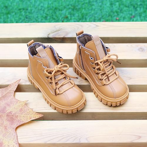 Toddler Boys Girls Combat Ankle Boots Little Kids Chelsea Fall Winter Snow Hiking Work Booties Waterproof Leather Outdoor Shoes3