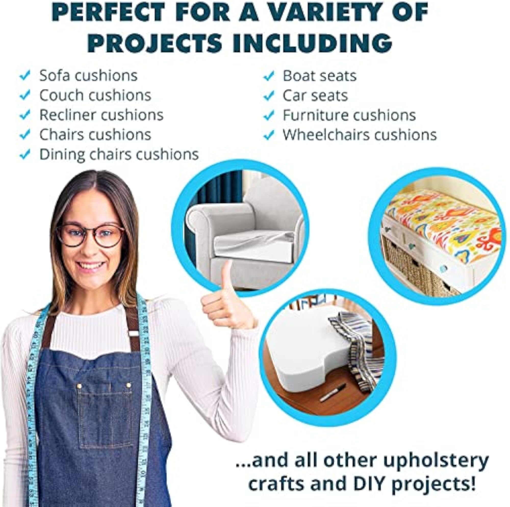 High Density Upholstery Foam Padding, 2" x 18" x 72"