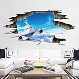 flugzeug defekt kaufen  1THTHT1 Kreative Defekte 3D Effekt Flugzeug Wohnzimmer Schlafzimmer Boden Bar Hintergrund Wandbild Decor Vinyl Selbstklebende Aufkleber Wandaufkleber