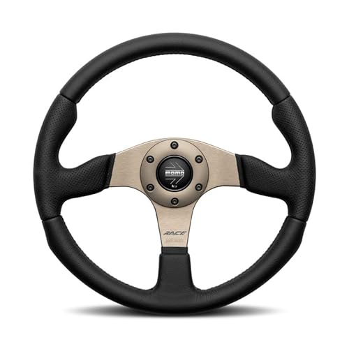 MOMO Race 2.0 Leather Steering Wheel, Black with Anthracite Spokes,