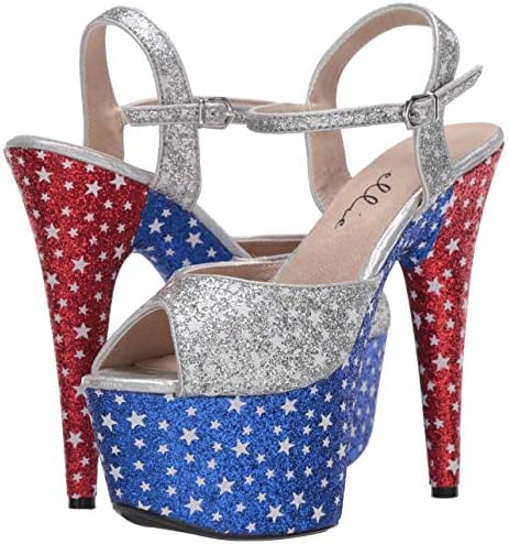 Ellie Shoes Women's Platform Sandal Heeled, Red, Blue, Silver, 8 | Image 6