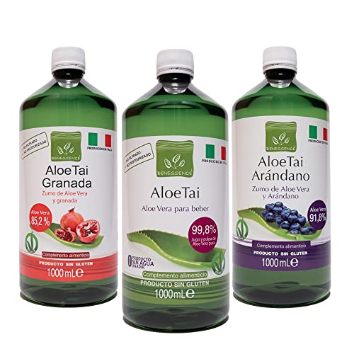 Lote de 3 zumos de aloe puro, aloe y arándanos, aloe y granada Cover
