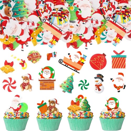 GoldRock Tortendeko Weihnachten Essbar,60 Stk Essbare Kuchen Deko...