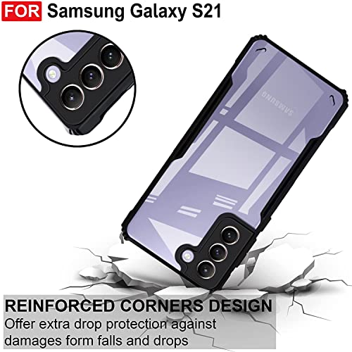 Image of Zapcase Back Case Cover for Samsung S21 | Compatible for Samsung S21 Back Case Cover | 360 Degree Back Cover Case | Clear Case with Camera Protection | (TPU + PC | Matte Black)
