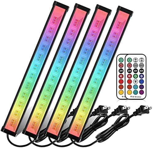 MEIKEE 42W RGB LED Wall Washer Light, 3350lm RGB Color Changing Washer Strip Light Bar with Remote, Timing Memory Dimmable Wall Flood Strip Light for Stage Party Wedding Decoration-4 Pack