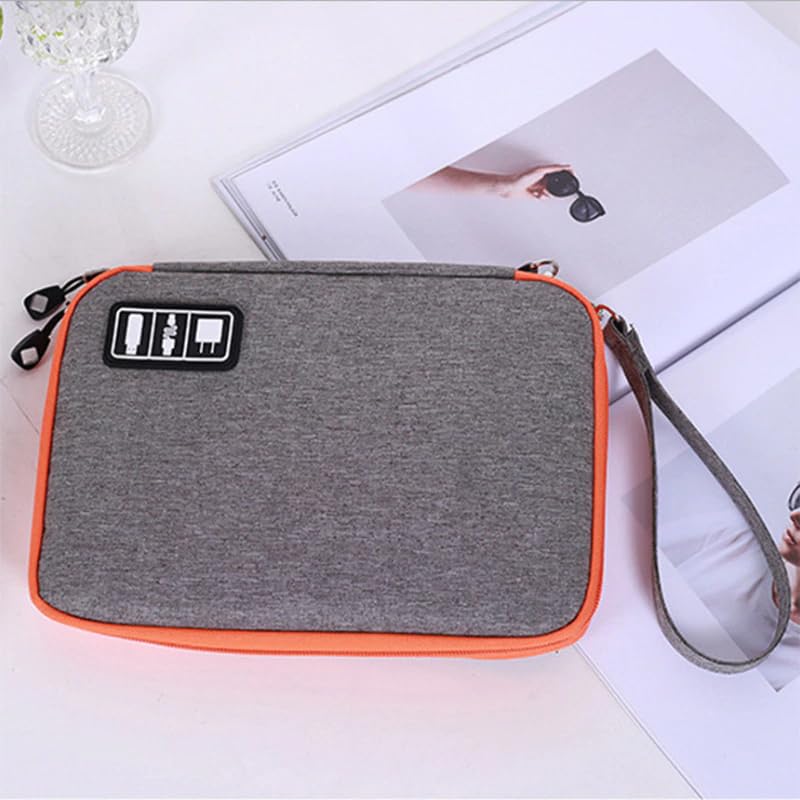 Electronic Organizer, Double Layer Travel Cord Organizer, Portable Travel Cable Organizer Compact Cable Management Bag, Cord Storage Organizer for iPad mini Phone/USB/SD/Charger-image-19