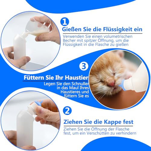 Gufastoe 5Pcs Haustier Fütterung Mini Silikon Nippel mit Flasche für Welpen Hund Katze oder andere Haustiere (Blaue Farbe)