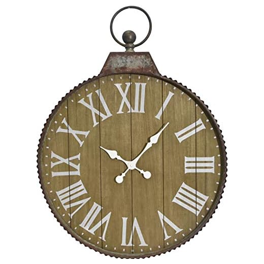 Oldtown 29" x 24" Hanging Ring Farmhouse Vintage Pocket Watch Country Style Wall Clock