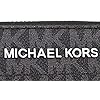 Michael Kors Jet Set Travel Continental Zip Around Leather Wallet Wristlet (Black PVC/Silver Hardware)