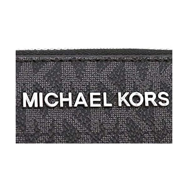 Michael Kors Jet Set Travel Continental Zip Around Leather Wallet Wristlet (Black PVC/Silver Hardware)